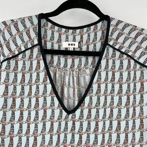 CKS Women's Giraffe Print Cap Sleeve Elastic Waist Mini Dress Blue Black Small