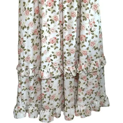 West of Melrose Floralā Print Maxi Dress Tiered Ruffle Milkmaid Cottage Sz M White Size M