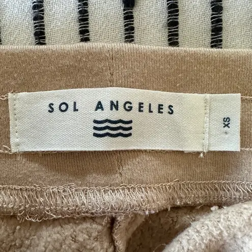 Sol Angeles  | Retro-style Tan Shorts with Red and White Stripe | Thermal | XS