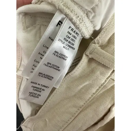 Frame Le Crop Mini Boot Multi Cream/White Cotton Blend Jeans Women's Size 25