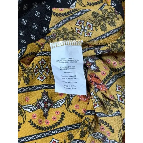 Skylar Jade Womens Blouse Size M Boho Style Yellow Black Floral Print Wrap Size M
