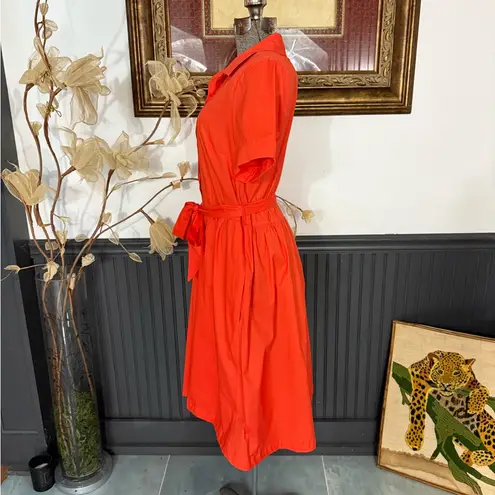 Donna Morgan Larisa Utility Button Front Tie Shirt Dress in Tigerlilly Sz 10 ๐งก๐
