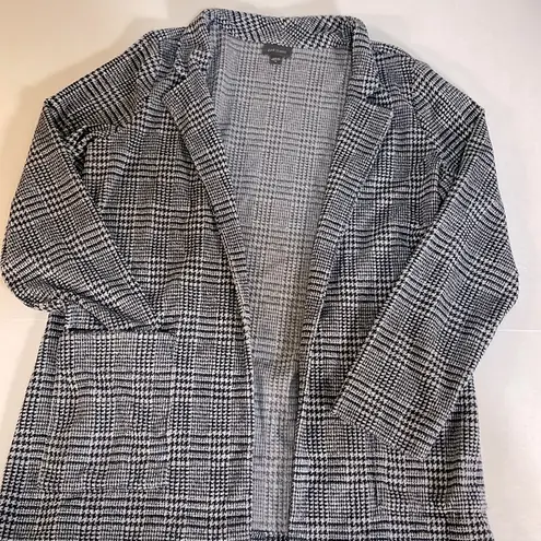 J. Jill Wearever Collection Navy and Gray Plaid Houndstooth Open Jacket Size M Size M