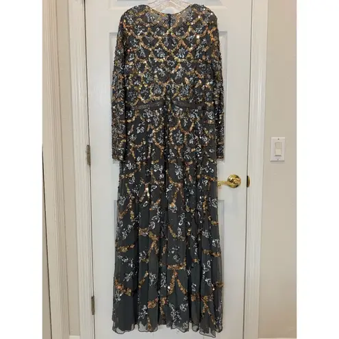 Mac Duggal NWT 5496 Embellished Illusion High Neck Long Sleeve A Line Gown Sz 16