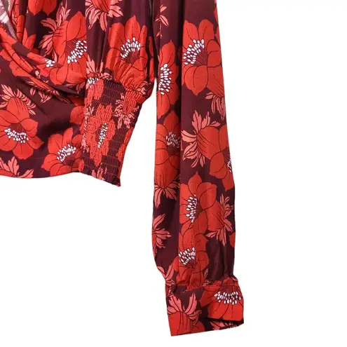 Rolla's NWT Rolla’s Bella Datura Floral Print Wrap Blouse in Raspberry