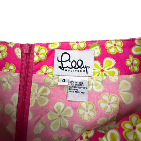 Lilly Pulitzer Vintage  Skirt Size 4 Pink Green Floral Print Golf Resort Wear