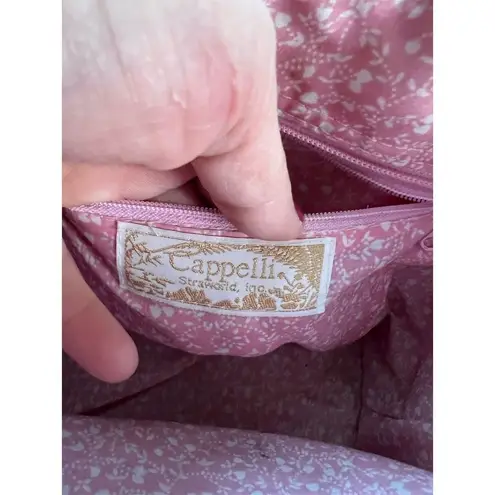 Capelli New York Wicker Shoulder Bag Pink Sequined Flamingos Tropical