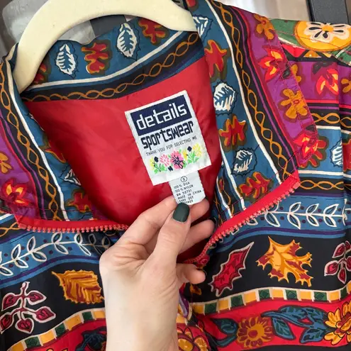 Vintage 90s silk Details Sportswear patchwork Print Windbreaker Jacket fall Red