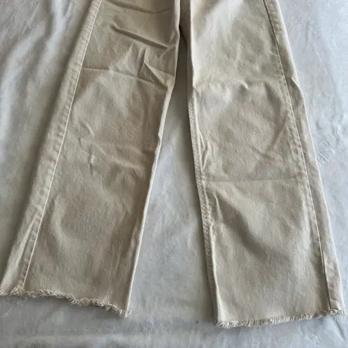H&M Off White Distressed Straight Leg Jeans