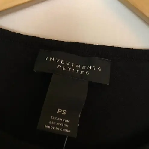 Investments NEW PETITE Black Beaded Bead Holiday Rayon Crewneck Sweater PS SP