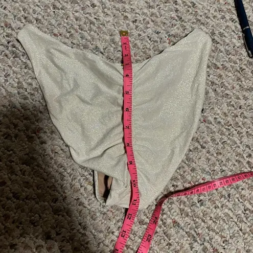 PilyQ NWT Sandstone Basic Ruched Bikini Bottom Shimmer Glitter- Size Medium