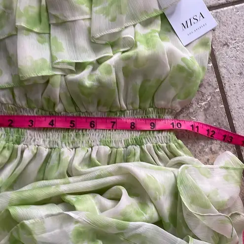 MISA Los Angeles Misa Rumi Asymmetric Floral-print Chiffon Dress In Honeydew