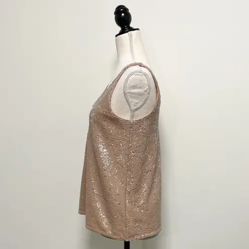 Michael Stars Silver Tan Sequin Sleeveless V Neck