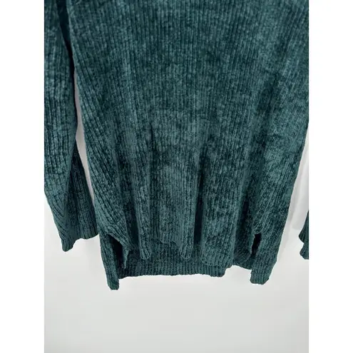 Abraxas Sweater Women SMALL Green Turtleneck Knit Side Slit Long Dark 90s