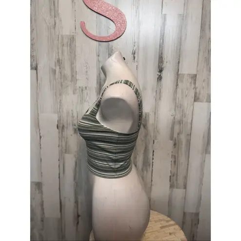 American Eagle  Striped Ribbed Crop Tank | Stretchy Fitted Cami Top Size Small