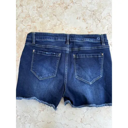 Kensie Jeans Womens Dark Wash Denim Shorts 8/29 Frayed Hem