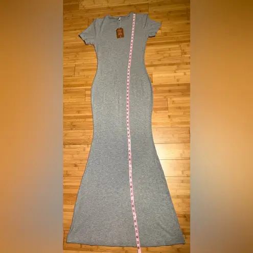 Reoria Classic Allure Lounge Casual Basic Ribbed Grey Mermaid Maxi Dress|Sz:XL Gray