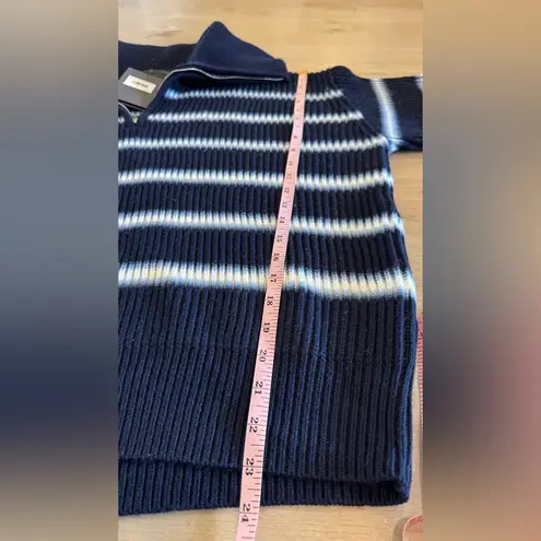 G/Fore Womens Gradient Stripe Funnel Neck Wool Golf Qrtr Zip Sweater Size XL Blue