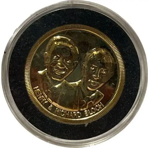H&R Block Retirement Coin Pin Henry & Richard Bloch Round Vintage Gold Tone