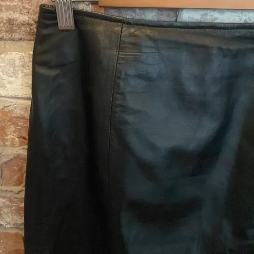 Apt. 9 Vintage  100% Leather Black  Pencil Skirt with Small Slit Size 8