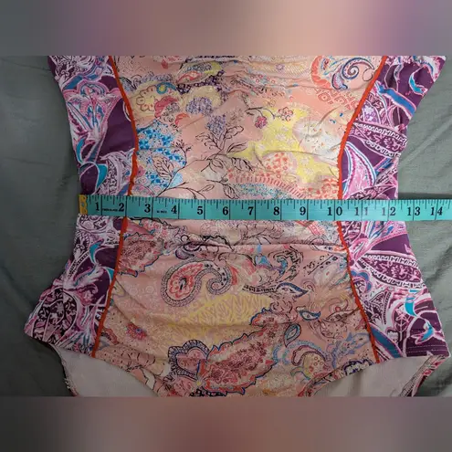 Sundance  Paisley Print Two Tone One Piece Swimsuit Women's Medium Purple/Yellow