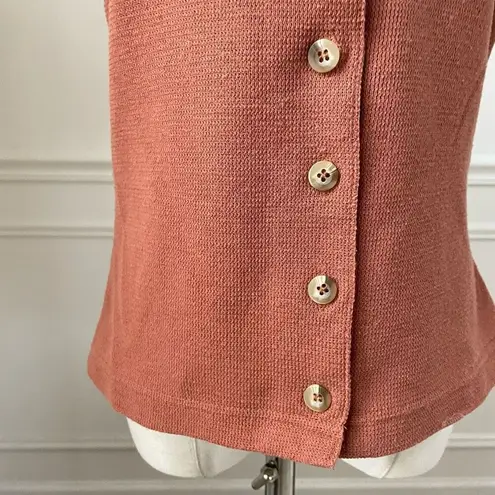 Vintage 90s MJ Carroll Terracotta Short Sleeve Button Front Shirt S Brown