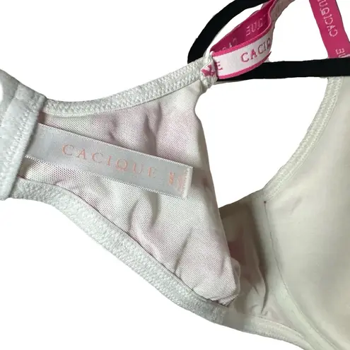 Cacique Lightly Lined T-Shirt in White and Pink Floral Bra - Size 44C