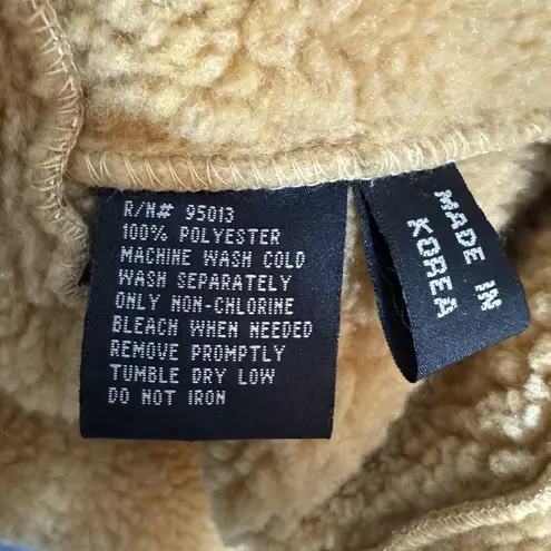 Y2K Méchant L Dragon Sherpa Lined Chore Coat Jacket Asian Motif Made Korea Tan Size L