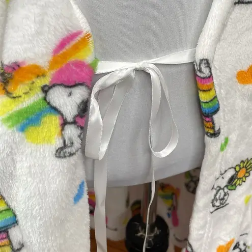 Peanuts Snoopy and Woodstock Rainbow Robe, White Size M