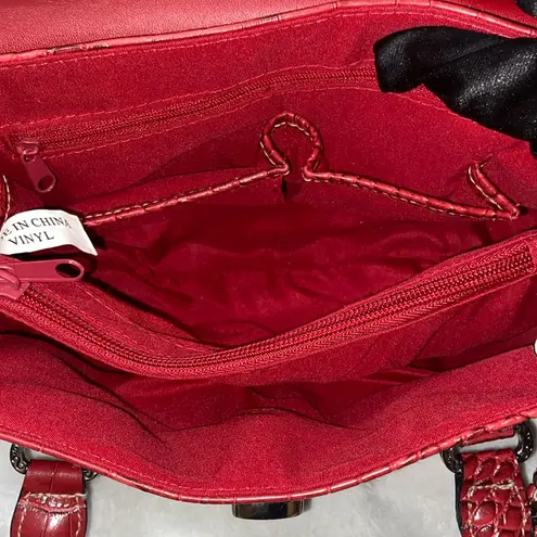 Rosetti Elegant Red Crocodile-Embossed Handbag