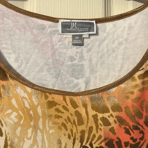 JM Collection NWT Leopard Print 3/4 Sleeve Shirt 3X