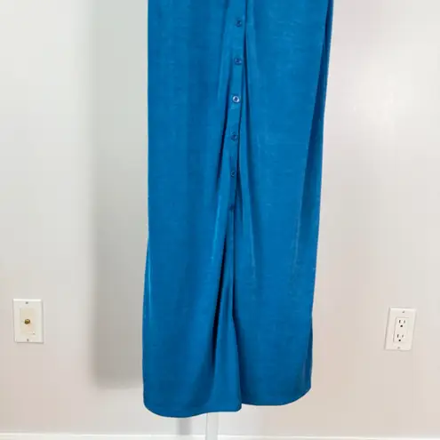 Morning Mist sz 10 Blue Button Front Maxi Dress Short Sleeve Fairy Feminine