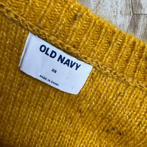 Old Navy  Women's XS Gold Yellow Brown Flecked Cable Knit Bobble Sweater