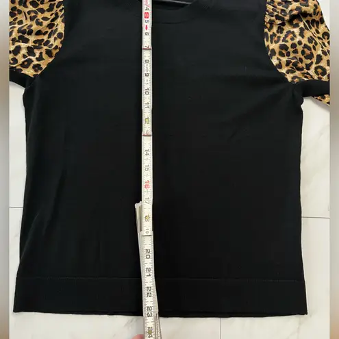 Veronica Beard Adler Mixed Media Wool & Silk Animal Print puff sleeve sweater XL - Image 8