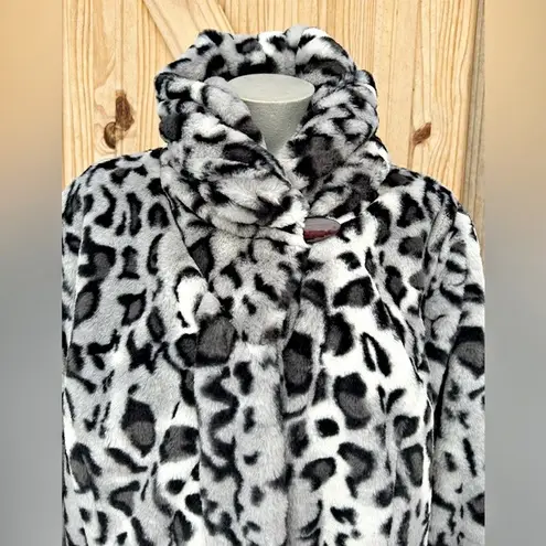 Dennis Basso Grey Reversible Hooded Snow Lynx Faux Fur Quilted Puffer Coat~1X~