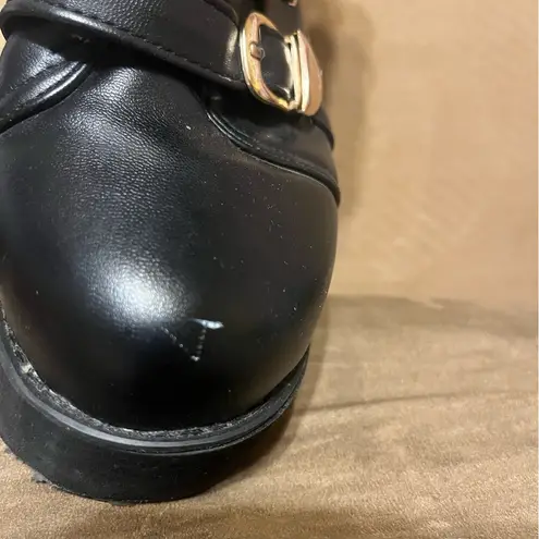 Black Buckle Platform Combat Boots