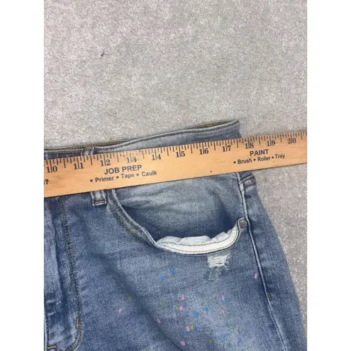 Judy Blue Jeans Women's 18w Rainbow Skies Paint Splatter Boyfriend Fit Grunge