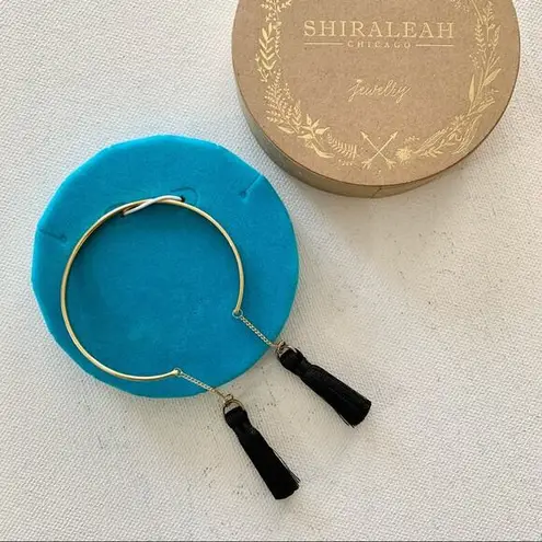 Shiraleah | Tallulah Black Fringe Bangle Gold Tone Tassels Boho Style Bracelet