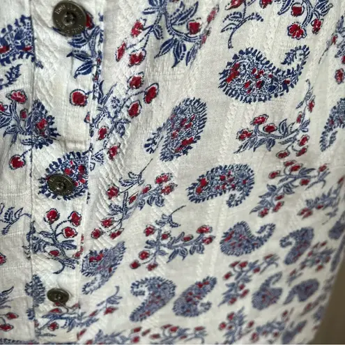 Ruff Hewn Red White Blue Paisley Tank Button Down Blouse Women’s Size Large