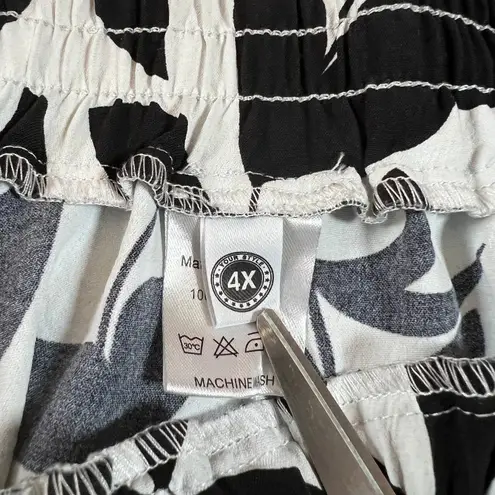 Women's High Rise Leaf Print Wide Leg Pants Size 4XL Easter Party Lightweight White