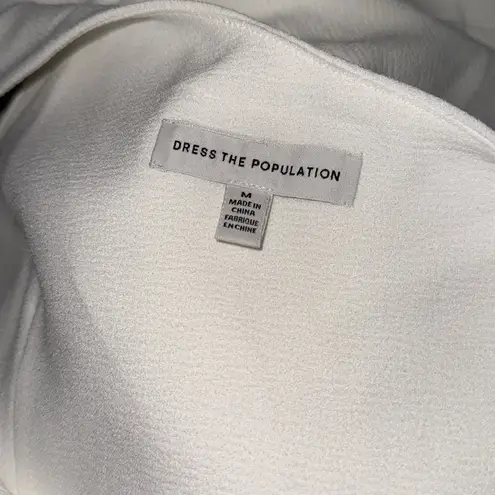 Dress the Population NWOT AMY crepe one shoulder maxi slit white gown sz M