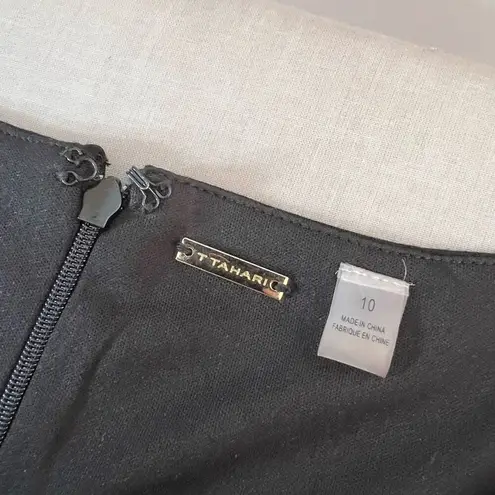 T Tahari Black Lace Up Skirt Sleeveless Sheath Cocktail Party Dress Size 10