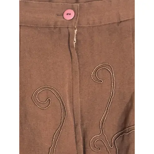 Carmen Marc Valvo Women's Burnt Orange Embroidered wool Pencil Shirt, Size 6