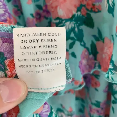 Rhapsody Ruffle Cami Tank Top Tier Floral Blue Pink Purple Small