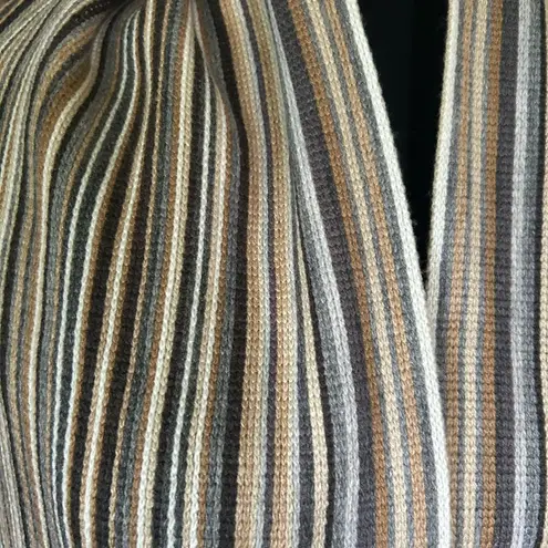 Striped Fringe Scarf Brown