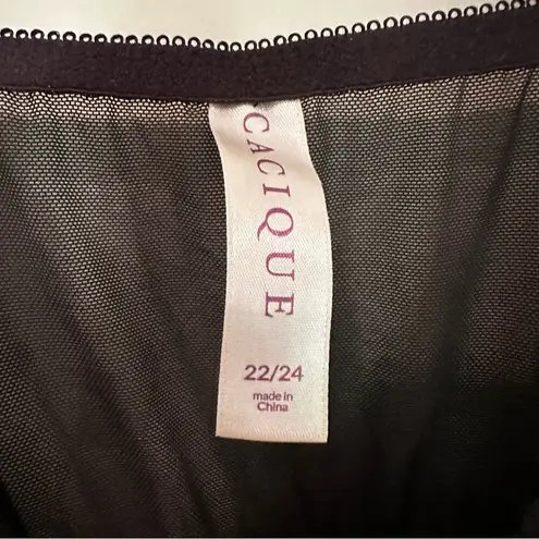 Cacique Lane Bryant Sheer Polka Dot Silk Chemise Lingerie Women's 22/24 Black