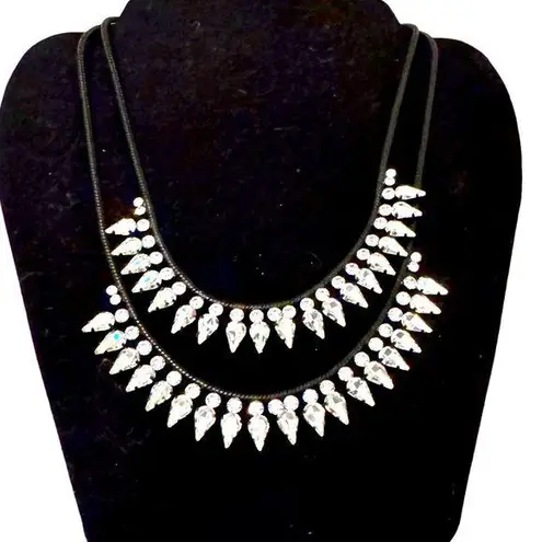 NWT nOir NYC Layered Black & Cubic Zirconia Choker Silver