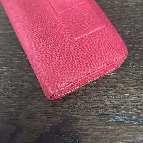 Prada Authentic  Vintage Saffiano Fiocco Bow Leather Long Wallet Purse Pink