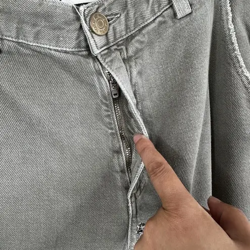 AMO Slouch Trouser in Gray Green Womens 28 Cropped Cotton Blend Jeans Pants