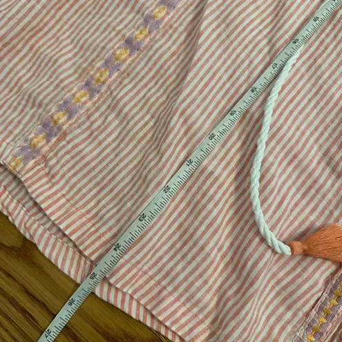 Spartina 449 Shirt Womens small Pink Pullover Linen Floral Embroidered Boho